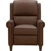 Kody Manual Push-Through-the-Arms Recliner in Dobbs Saddle Brown Top-Grain Leather